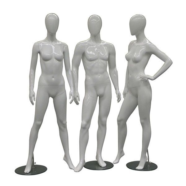 Female and Male Gloss White Abstract Mannequins