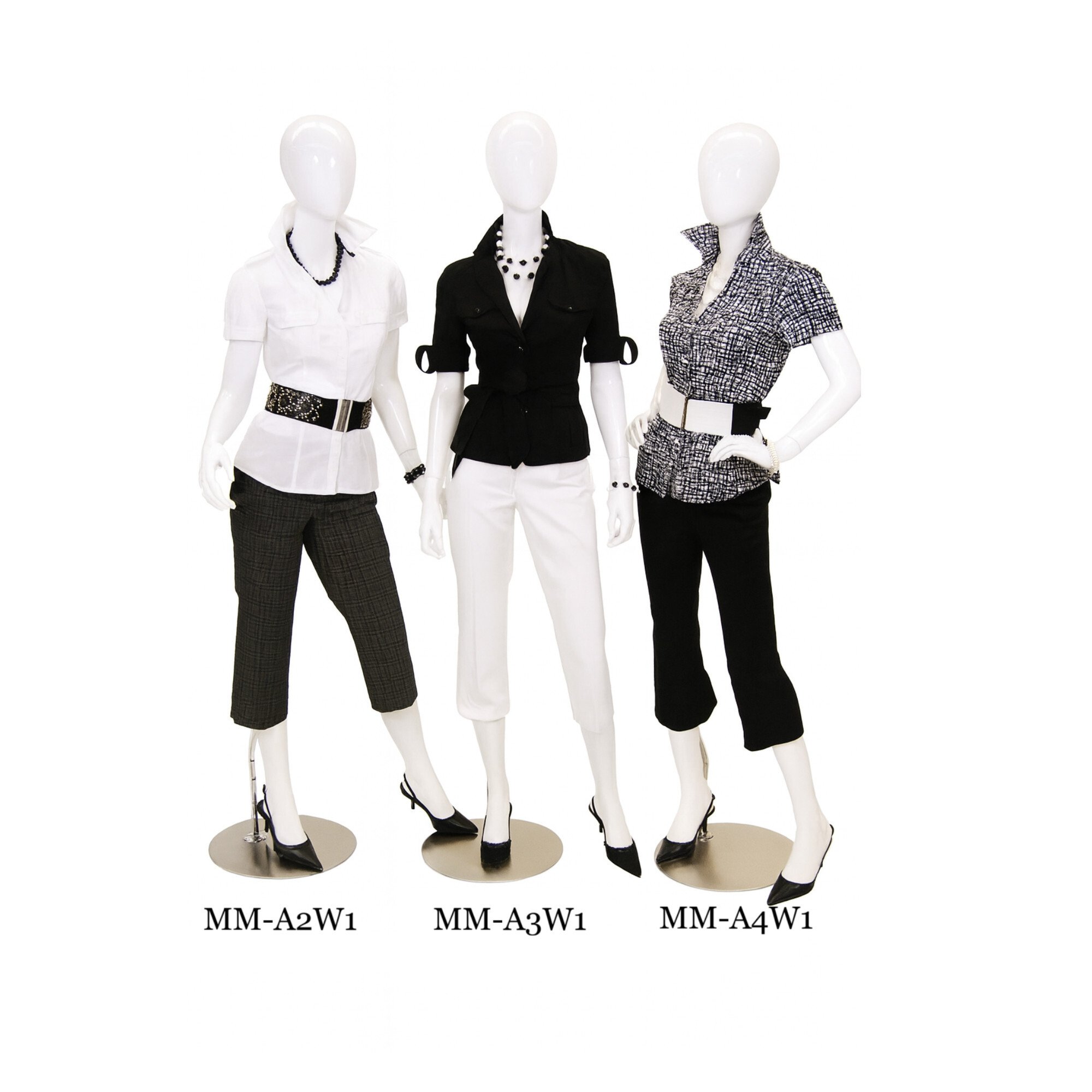 Gloss White Abstact Female Mannequins Gloss White Abstract Mannequins posing together