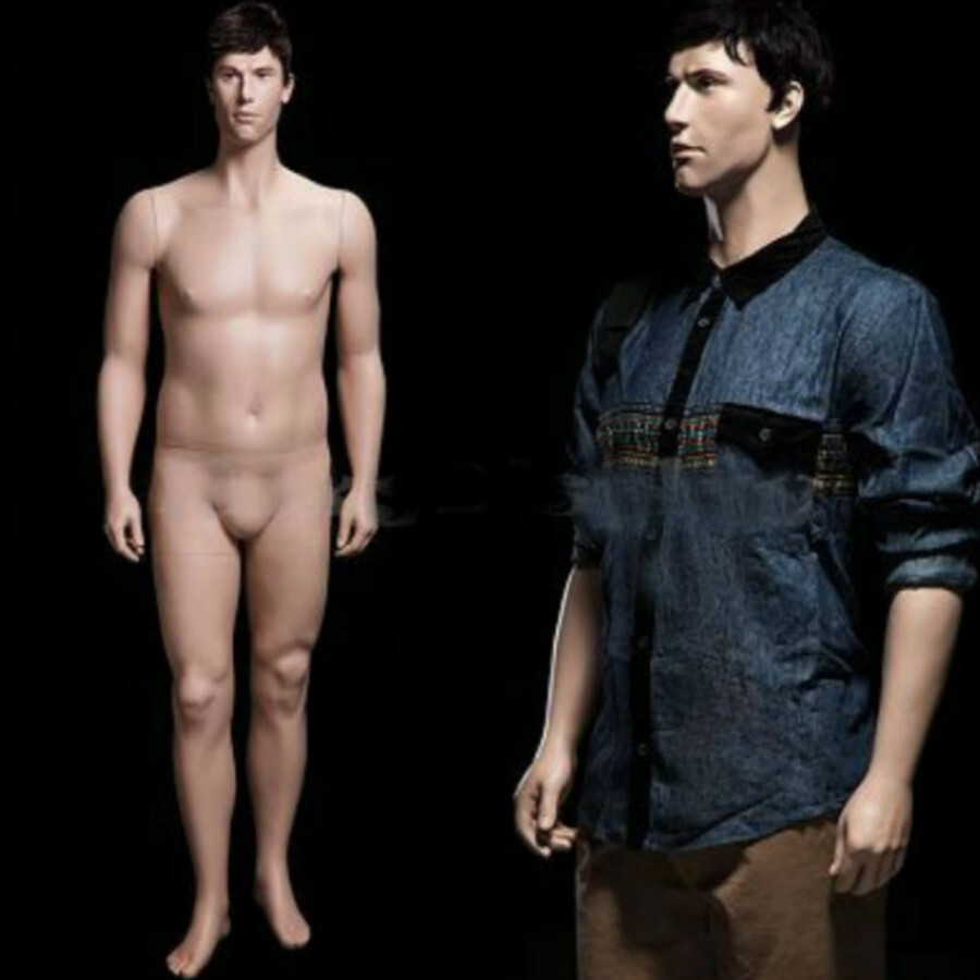 Realistic Plus Size Male Mannequin Fleshtone MM-PLUSMAN-01 Fiberglass full size stylish plus size male mannequin (Fleshtone) with permanent professional makeup. This mannequin is great for displaying men's clothing line.