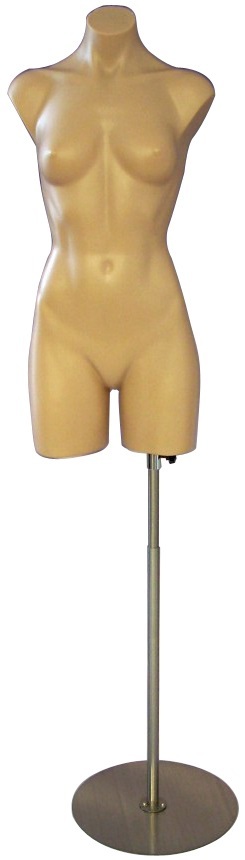 Fleshtone Plastic Female Torso Form with Base PS-P907F2